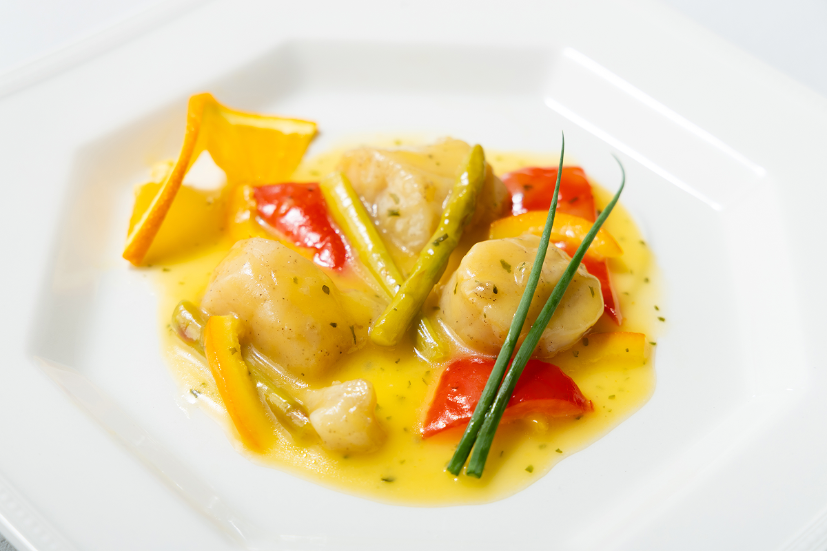 宮城県産 ホタテの香港式オレンジマヨネーズソース